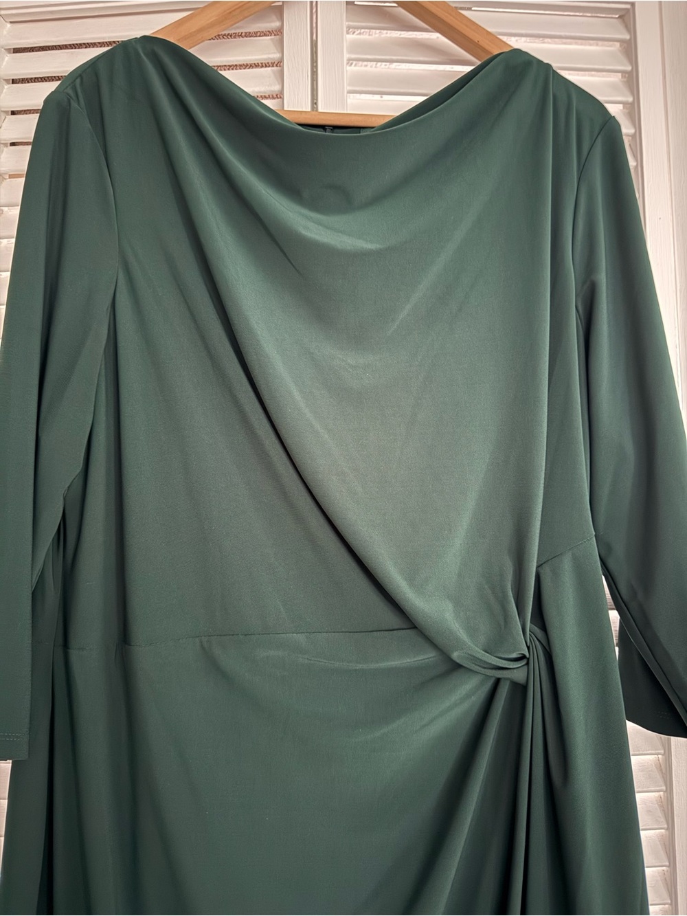 Ralph Lauren Deep Green Draped Midi Dress - Picture 2 of 4